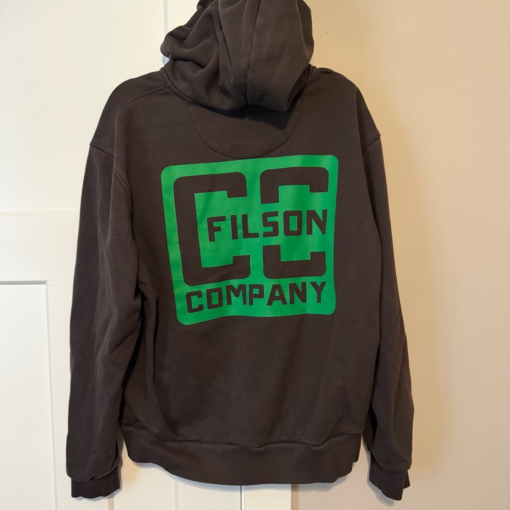 Filson Men’s Black Zip Crewneck Hoodie with Green Logo